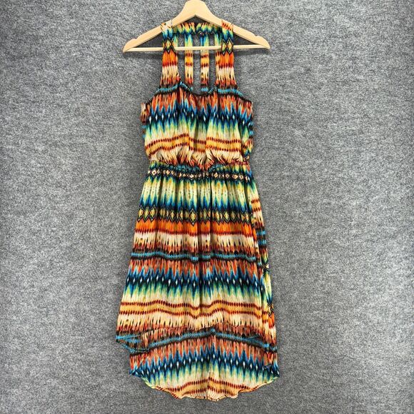 Unbranded Dress Women M Medium Orange Striped Sheath Midi Sleeveless Casual - Picture 1 of 5